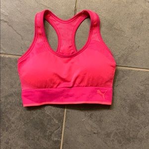 Bright pink puma sports bra